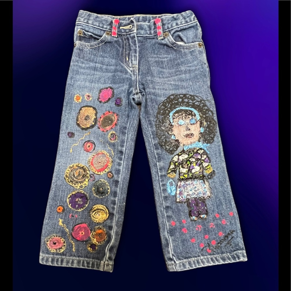 Denim jeans hand painted